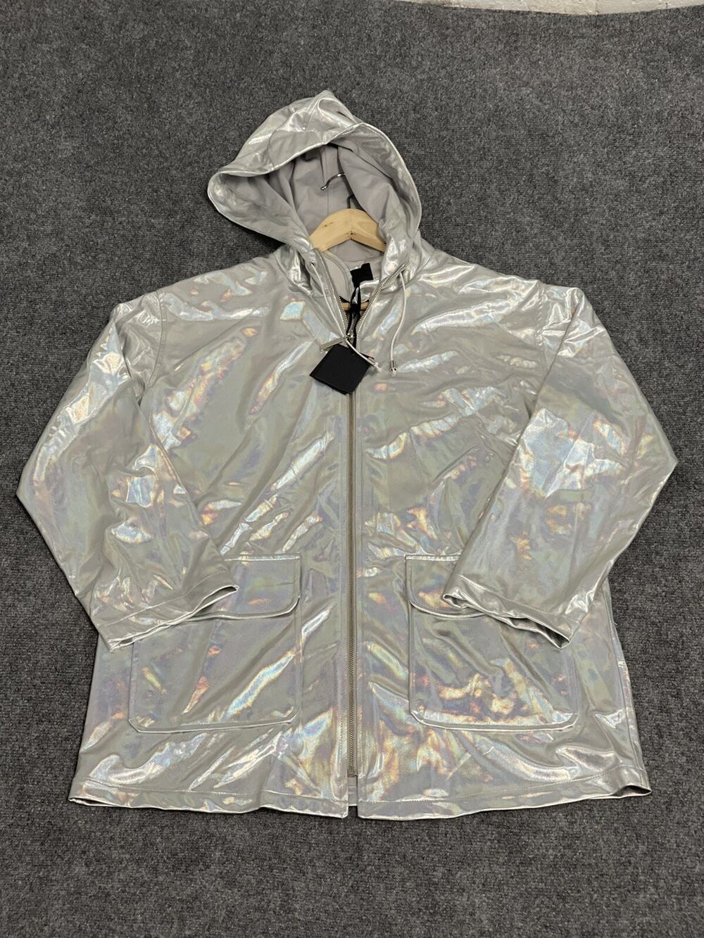 Que Anorak Jacket Womens XS Full Zip Hooded Gray Astronaut Lightweight N182